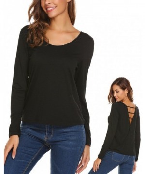 Womens Black Sleeve Backless T Shirt