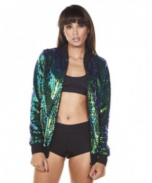 iHeartRaves swtr oy sqnbmb blu gn S Sequin Bomber Jacket