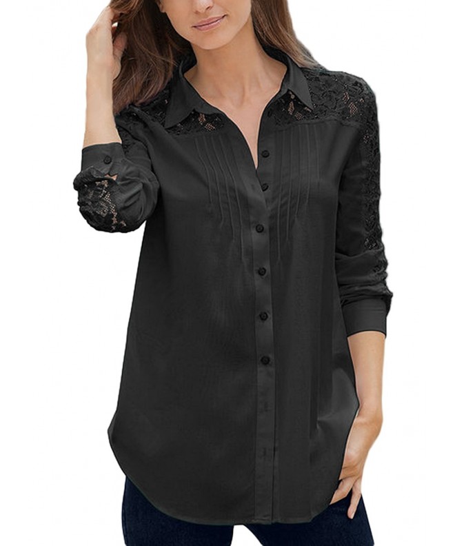 LOSRLY Sleeve Casual Button Tops Black