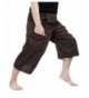 Fisherman Pants Trousers Cotton Stripe Brown