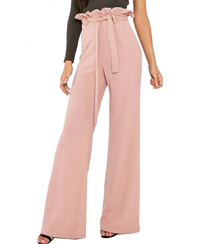 Angashion Womens Straight Waisted Palazzo