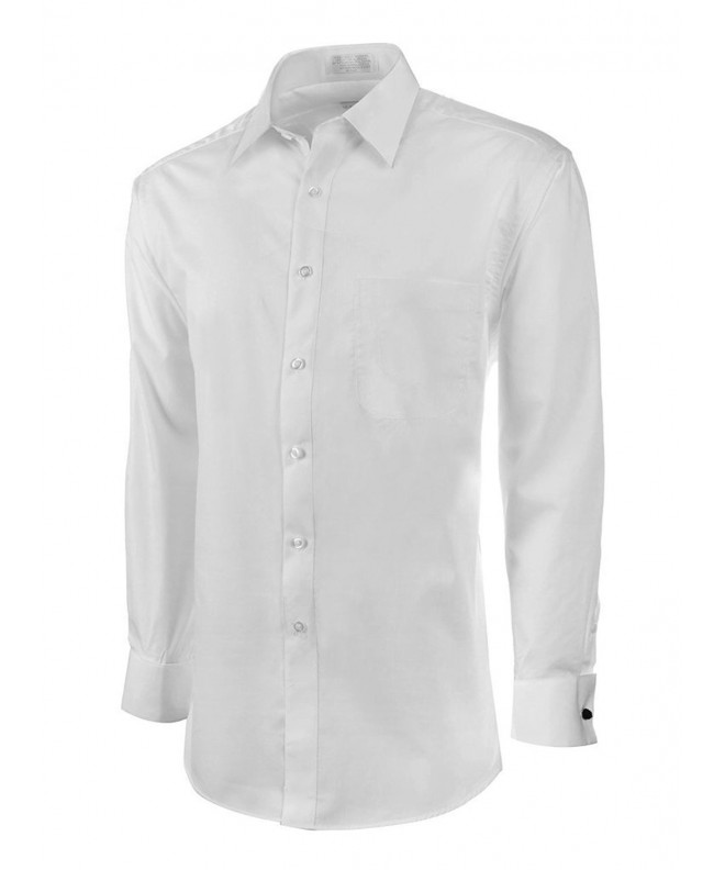 Men's 009F Regular Fit French Cuff Solid Dress Shirt- White- 22/36-37 ...