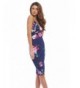 AxParis Womens Floral Plunge Midinavy