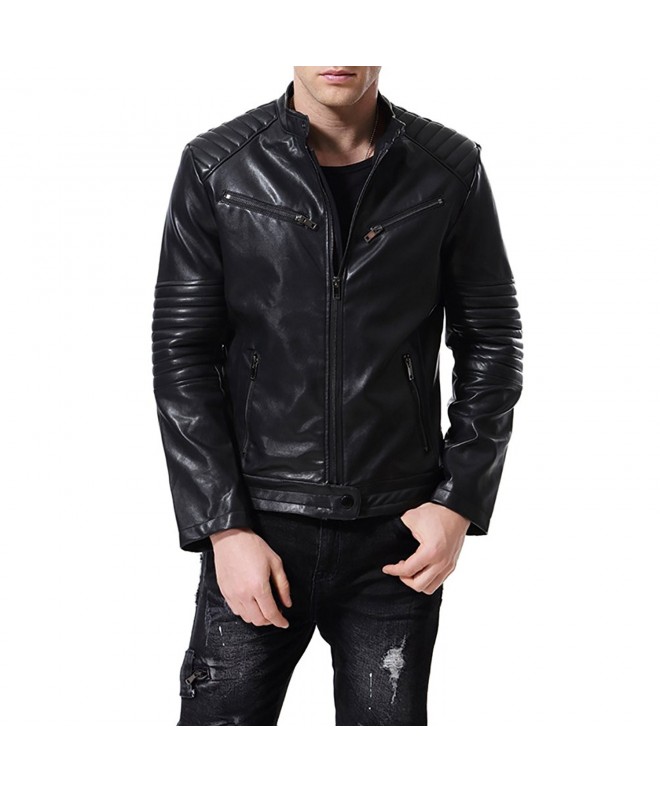 AOWOFS Leather Jacket Motor Embossed