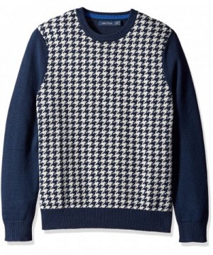 Nautica Mens Houndstooth Sweater Navy