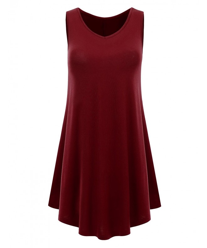 Womens Sleeveless V neck Burgundy XXX Large