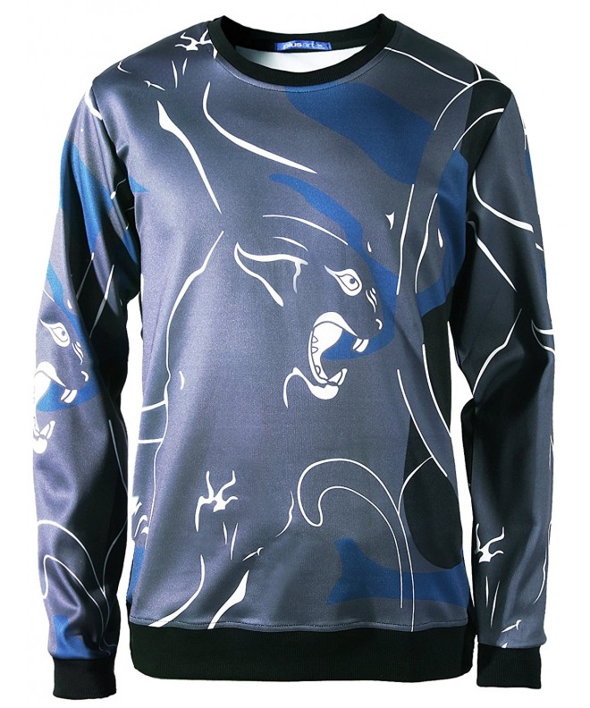 Plusart Artistic Leopard Midweight Sweatshirt Gray US