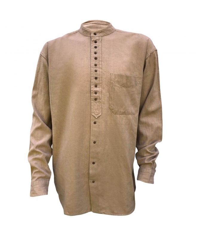 Irish Grandfather Collarless Shirt Clay