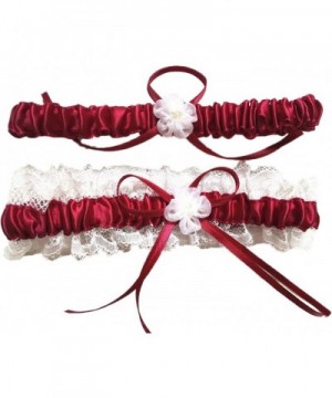 AugusWu Wedding Garters Ribbon Burgundy