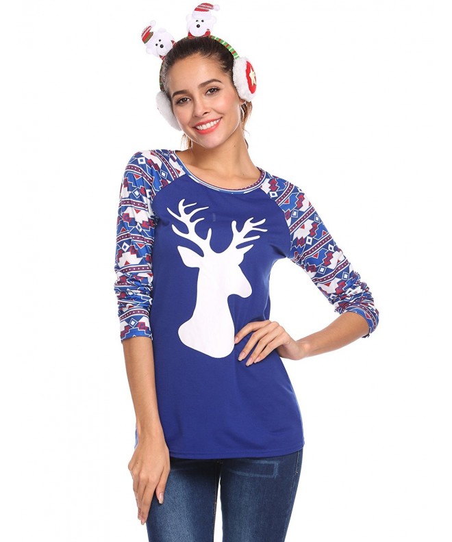 Women Christmas Reindeer Sleeve Pullover