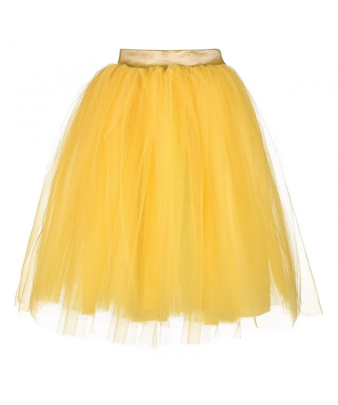 A-Line Tulle Mesh Lolita Skirts for Women - Yellow - C117YRGGHLH