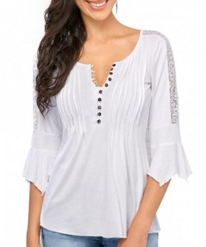 Women Casual Henley Pleated Sleeve