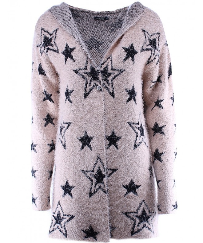 Fuzzy Star Front Cardigan Khaki