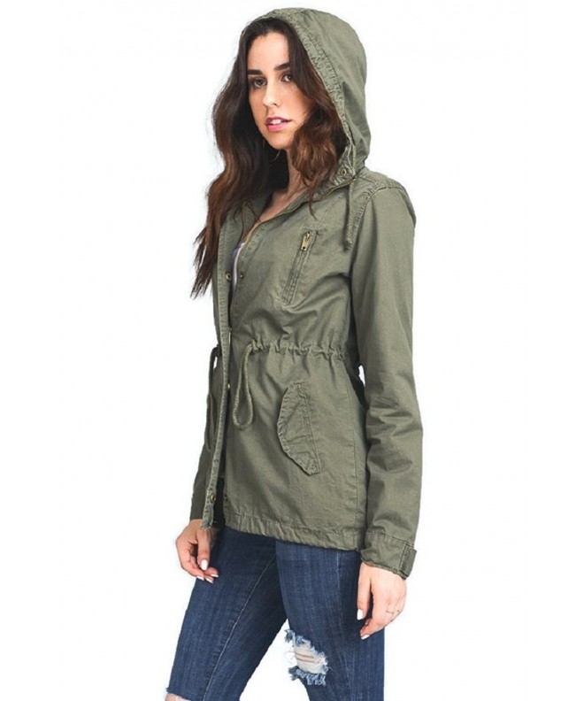 Women's Anorak Safari Hoodie Jacket Up to Plus Size - Olive - CH188UDA2D0