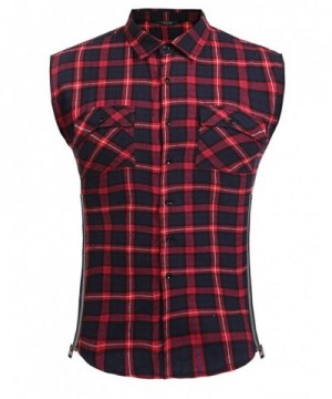 COOFANDY Casual Flannel Sleeveless Zipper