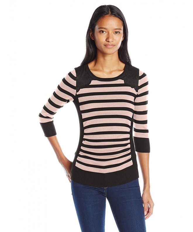 Byer Juniors Shirred Striped Sweater