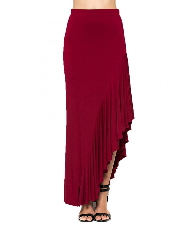 Annabelle Womens Asymmetrical Skirts Burgundy