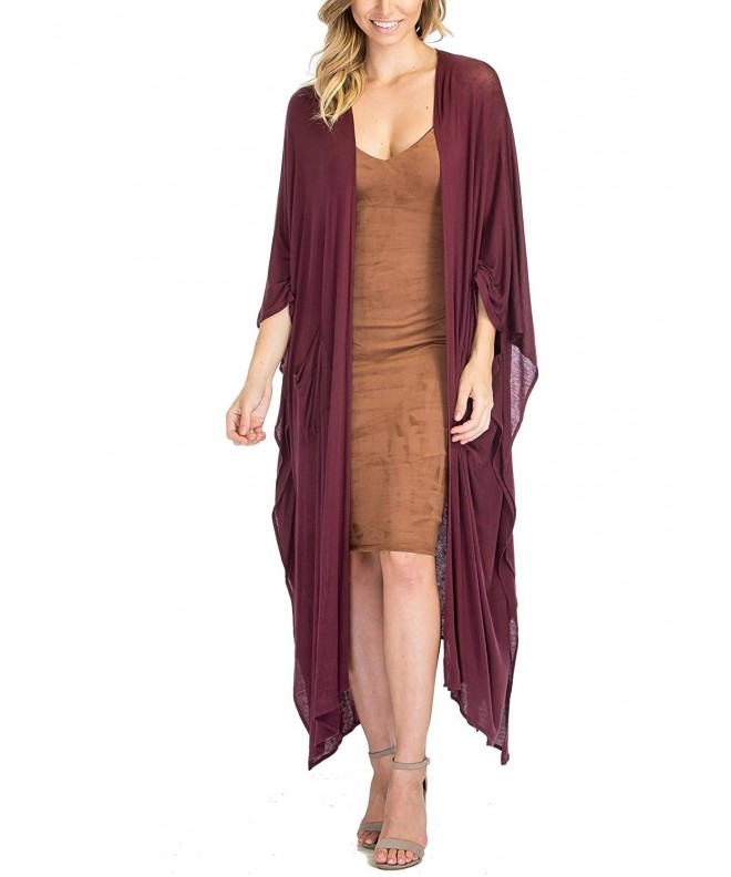 Luna Flower Cardigan Asymmetrical Burgundy