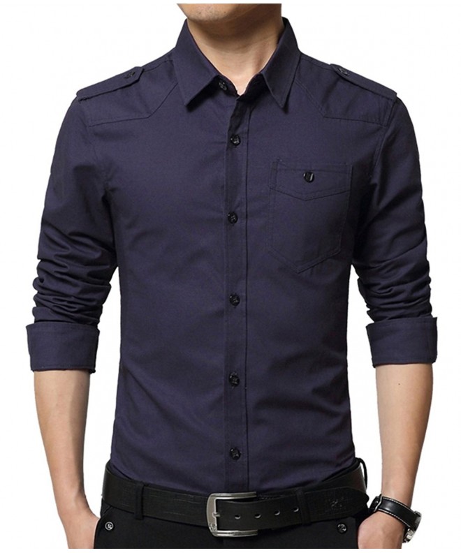 Men's Casual Slim Fit Shirt Cotton Long Sleeve Button Down Dress Shirt ...