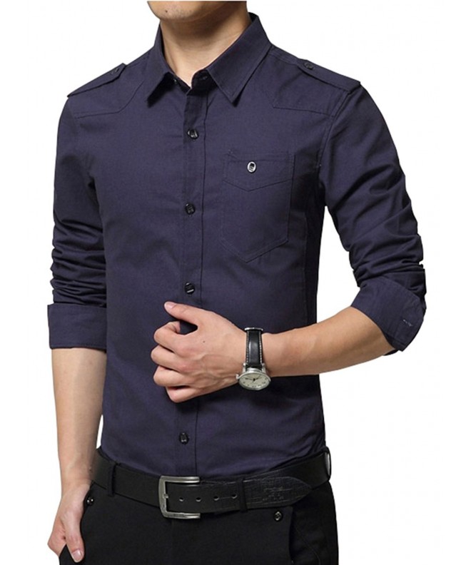 Men's Casual Slim Fit Shirt Cotton Long Sleeve Button Down Dress Shirt ...