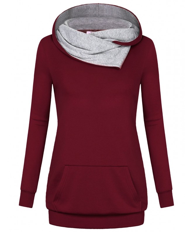 Miusey Sweatshirt Slimming Burgundy Flattering