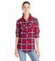 Angie Juniors Plaid Button Down Medium