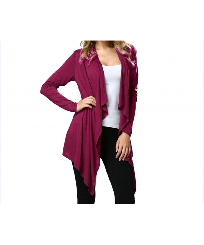 Womens Plus Size Long Sleeve Cardigans Coat - Rose Red - CS187TRDEUG