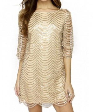 Joeoy Womens Metallic Sequins Scallop