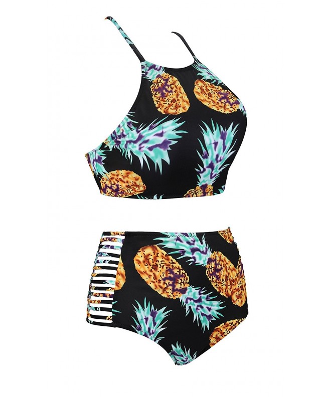 Womens Retro Classic Floral Crop Top Bikini Two Piece Swimsuit (FBA ...