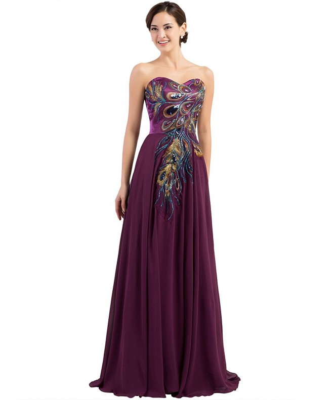 Evening Gowns Embroidery Design Strapless