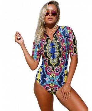 Foryingni Swimsuit Printed Sleeved Swimwear