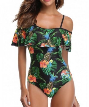 flounce Swimsuit Pineapple Printed Shoulder