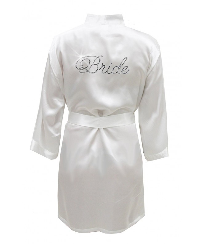 Satin Bride Robe Rhinestones Bridal