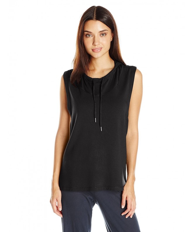 Women's Lounge Sleeveless Hoodie - Black - C512GL4OUPB