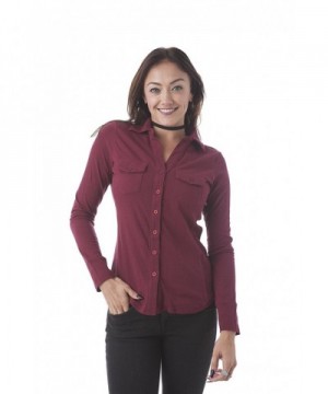 Sleeve Button Ribbed Small Burgundy