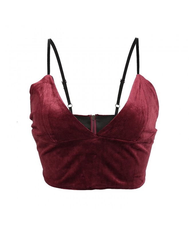 Women Sexy Velvet Spaghetti Straps V Neck Camisole Vest Crop Top ...