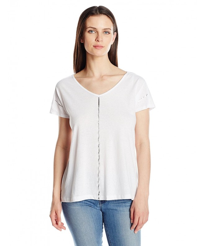 Women's Tee With Foil Details - White - C712O7HZ36K