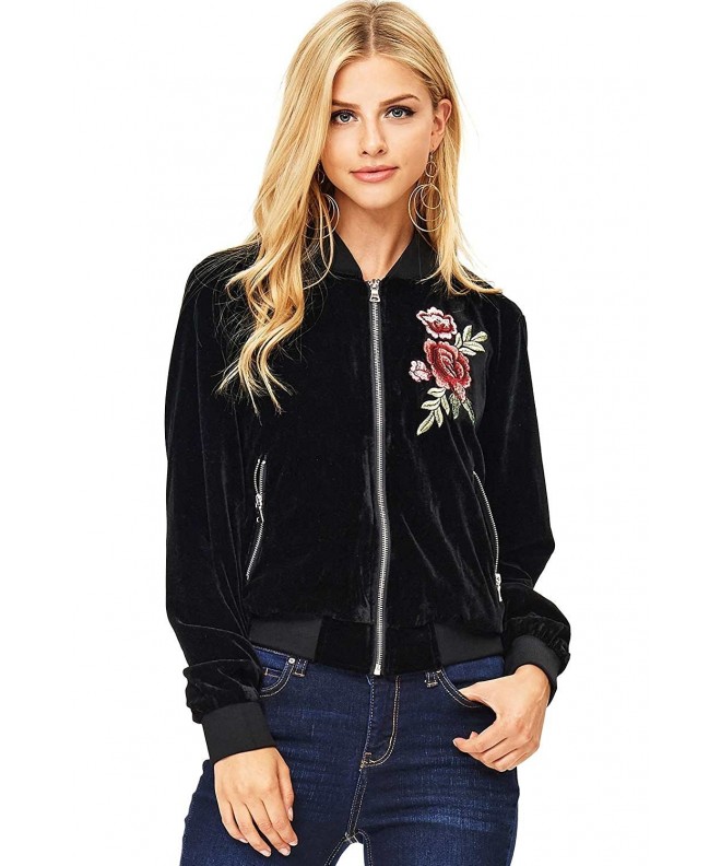 Ambiance Womens Velvet Bomber Jacket