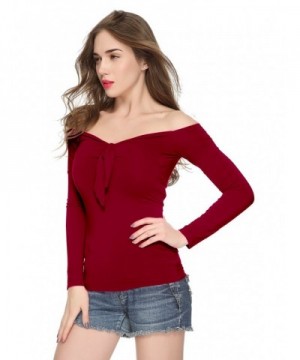 Maggie Tang Womens Shoulder Burgundy