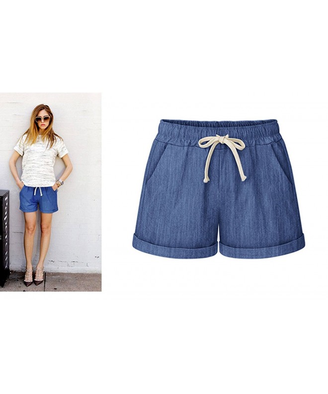 Women's Summer Casual Drawstring Waisted Linen Clothing Shorts ...