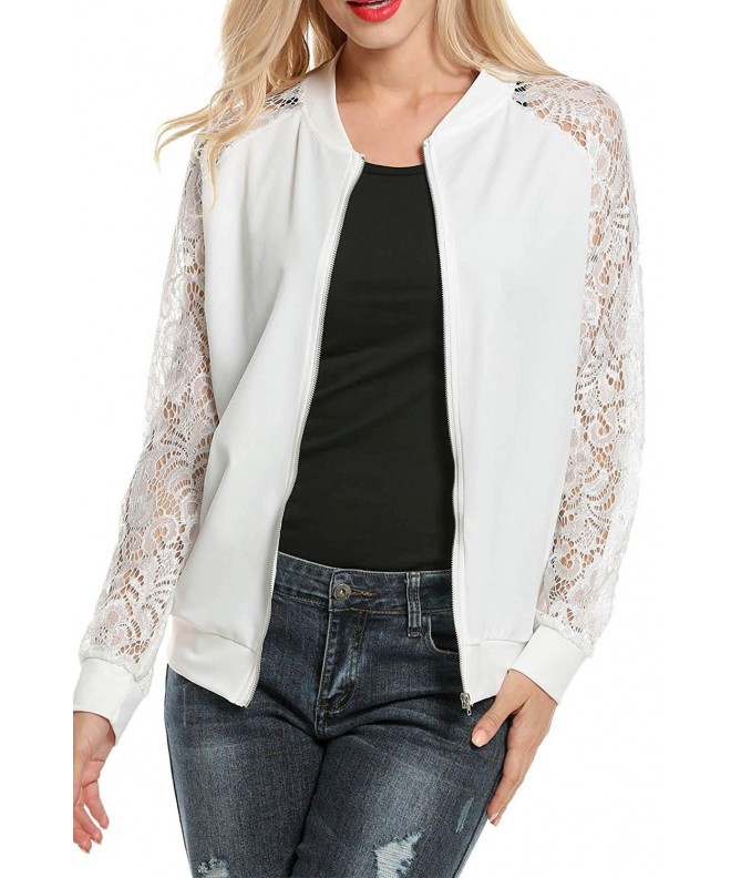 Women's Lace Jacket- Casual Floral Lace Patchwork Lightweight Short ...