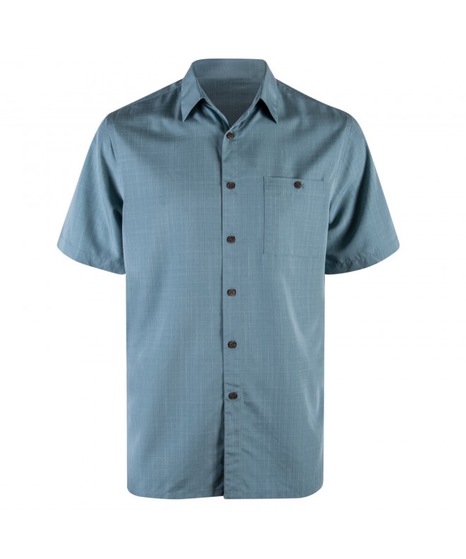 Moda Mens Slub Short Sleeves Button-Down Shirt - Easter Aqua 17-96438 ...