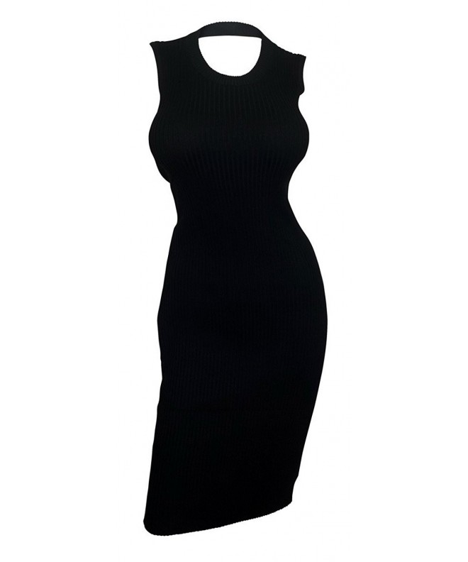 eVogues Ribbed Sleeveless Dress Black