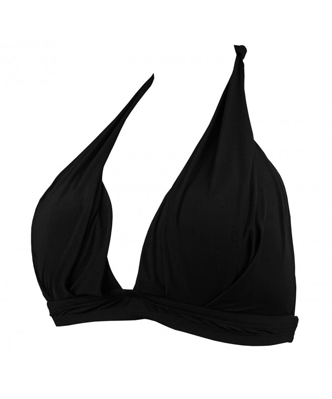Women's Solids Ruched Shirred Bikini Top Molded Soft Cup Halter Swim ...