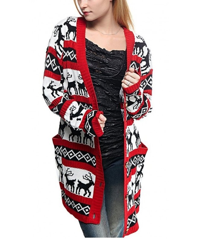 Womens Oversized Christmas Reindeer Cardigan