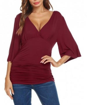 Mofavor Womens Ruched Cross Front Sleeve