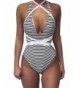 Inorin Backless Striped Monokini Swimsuit