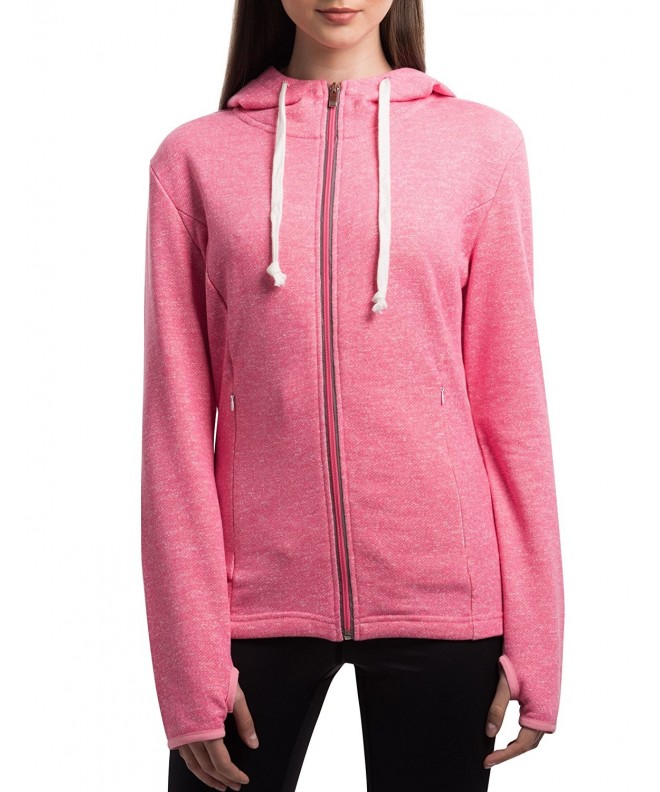 Women's Active Baby Terry Full-Zip Cotton Hooded Sweatshirt Hoodies ...