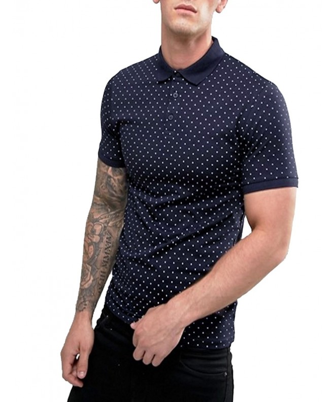 Men's Short Sleeve Cotton Shirts Premium Polka Dot Print Casual Shirt ...