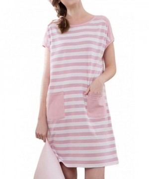 Asherbaby Striped Nightgown Nightwear Pockets